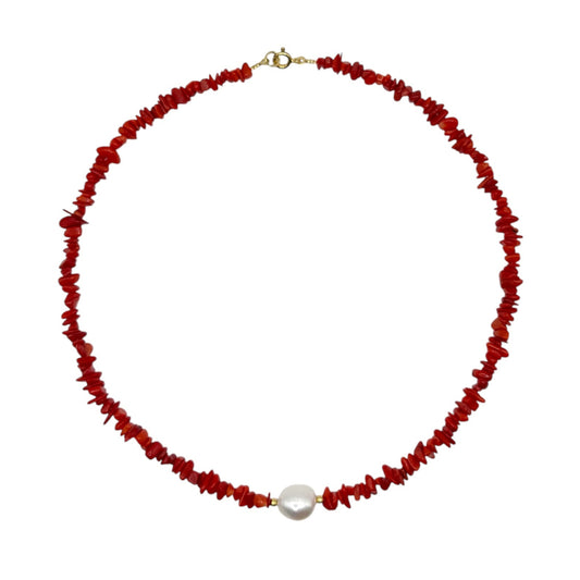 Collana Corallini Rossi con Perla