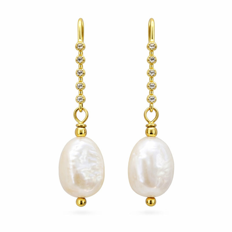 Orecchini Perla Pendenti con Strass