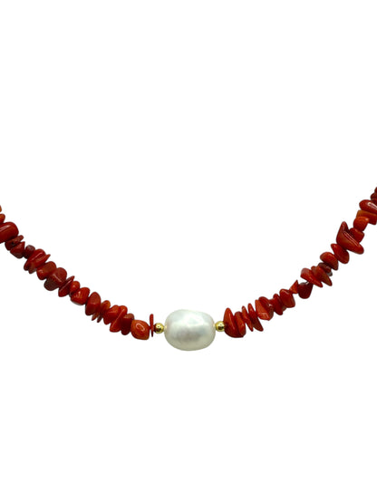 Collana Corallini Rossi con Perla